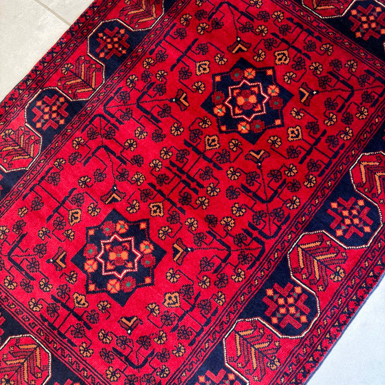 El Dokuma Kırmızı Afgan Yün Halı (85x120 cm) - Görsel 7
