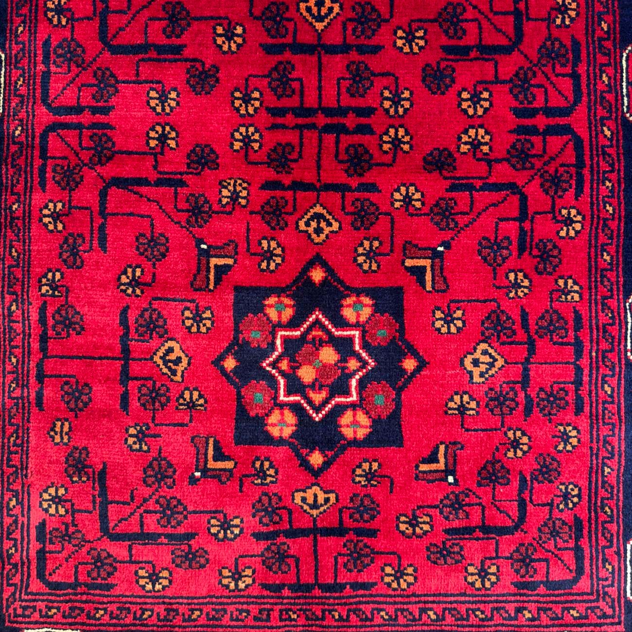 El Dokuma Kırmızı Afgan Yün Halı (85x120 cm) - Görsel 2