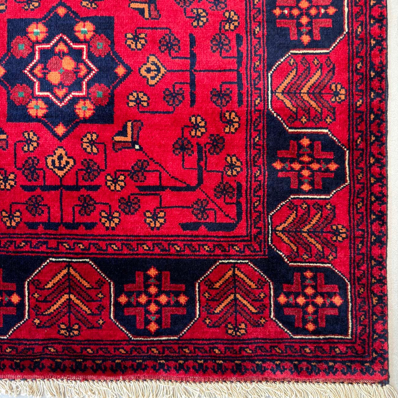 El Dokuma Kırmızı Afgan Yün Halı (85x120 cm) - Görsel 3