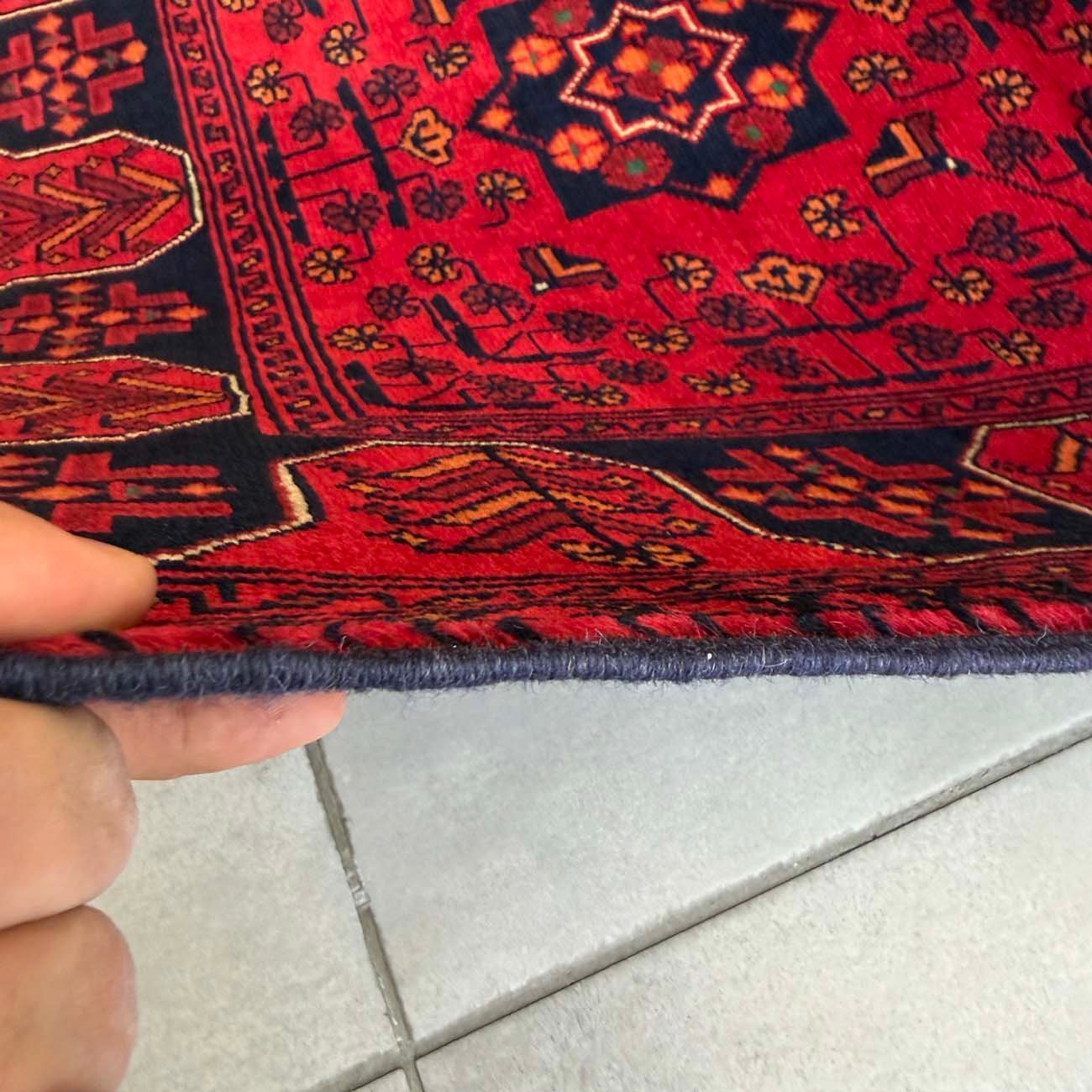 El Dokuma Kırmızı Afgan Yün Halı (85x120 cm) - Görsel 8