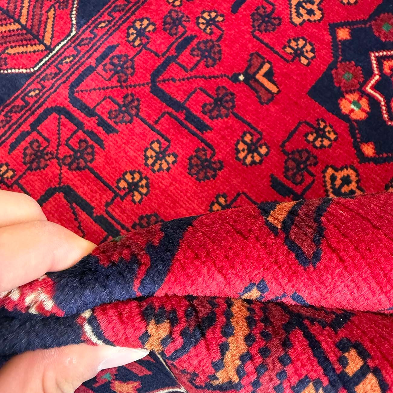El Dokuma Kırmızı Afgan Yün Halı (85x120 cm) - Görsel 4